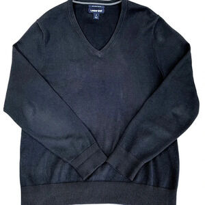 Lands' End Classic 100% Supima Cotton V Neck Lightweight Sweater Size S Black